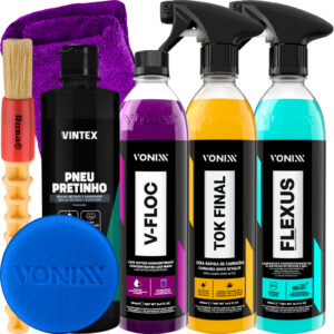 Kit Shampoo V-Floc Cera Tok Final Flexus 2 em 1 Pneu Pretinho Vonixx