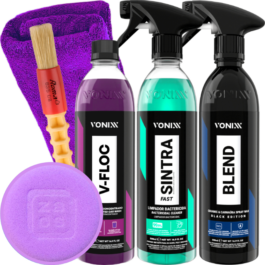 Kit Shampoo V-Floc pH Neutro Cera Blend Black Spray Sintra Fast Vonixx