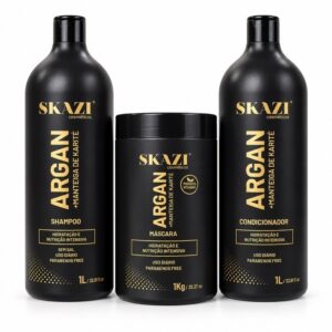 Kit Skazi Argan 3 em 1 Shampoo 1L Condicionador 1L Máscara 1kg
