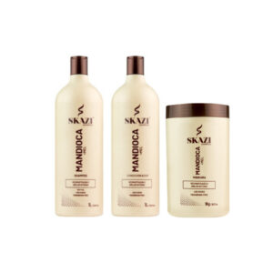 Kit Skazi Shampoo Condicionador E Mascara Mandioca e Mel 1kg