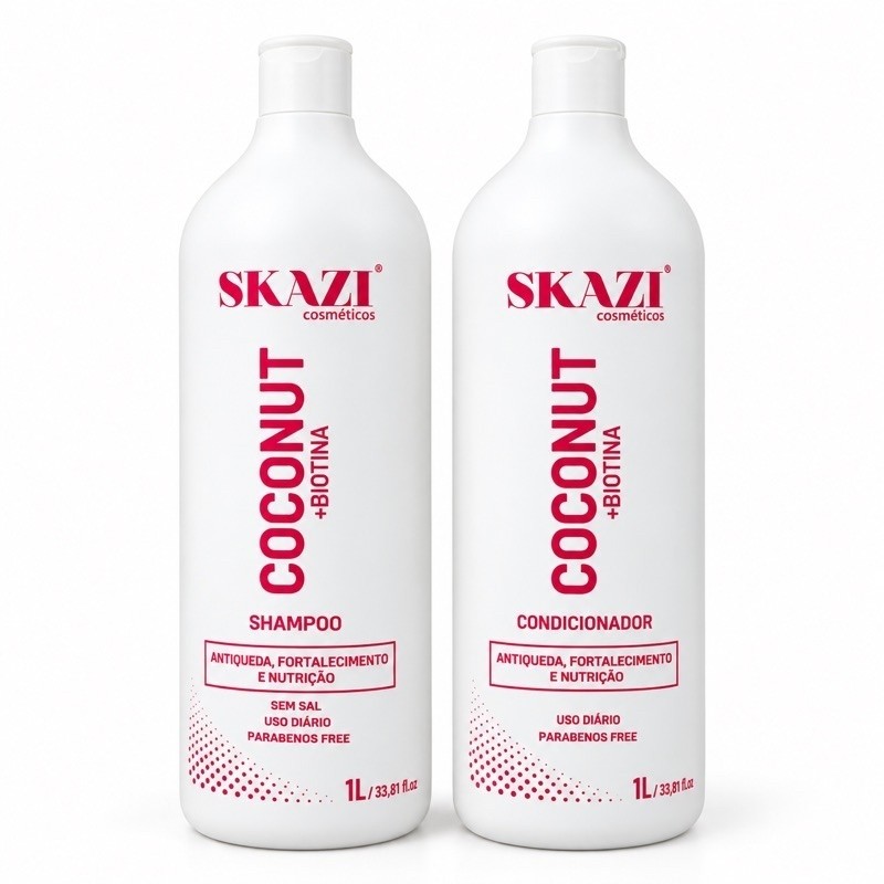Kit Skazi Vegano Shampoo E Condicionador Fortalecedor Coconut 1 Litro