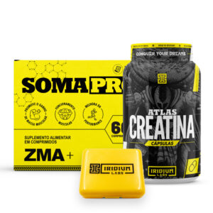 Kit Soma Pro Atlas Creatina 60 Caps Porta Cápsula Iridium Labs