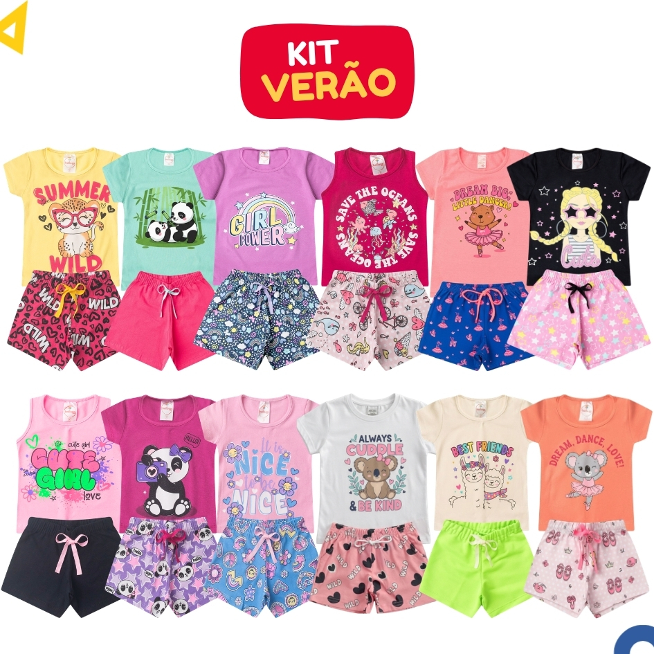 Kit Sortido 10 Peças Roupa Infantil Menina Conjunto Feminino Verão