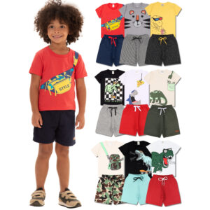 Kit Sortido 20 Peças de Roupas Infantil Menino- 10 Camisetas 10