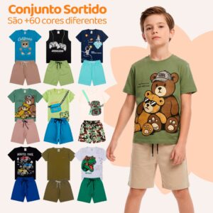 Kit Sortido 6 ou 10 Peças de Roupa Infantil Menino Verão Kit Conjunto
