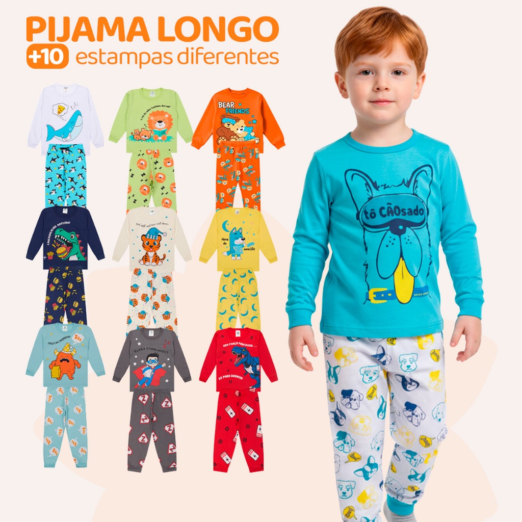 Kit Sortido 6 Peças Pijama Comprido Infantil Menino 3 Camisas 3 — Moda Infantil