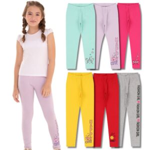 Kit Sortido de 5 Calças Leggings de Cotton para Meninas Tamanho 2 ao