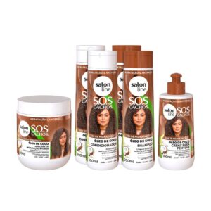 Kit Sos Cachos Coco 2 Shampoos 2 Condicionadores Creme de Pentear 1kg