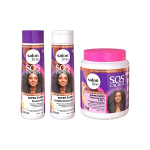 Kit Sos Cachos Super Óleos com Shampoo Condicionador eCremáscara de