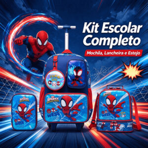 Kit Spidey Mochila Rodinha Lancheira Estojo Escolar Infantil