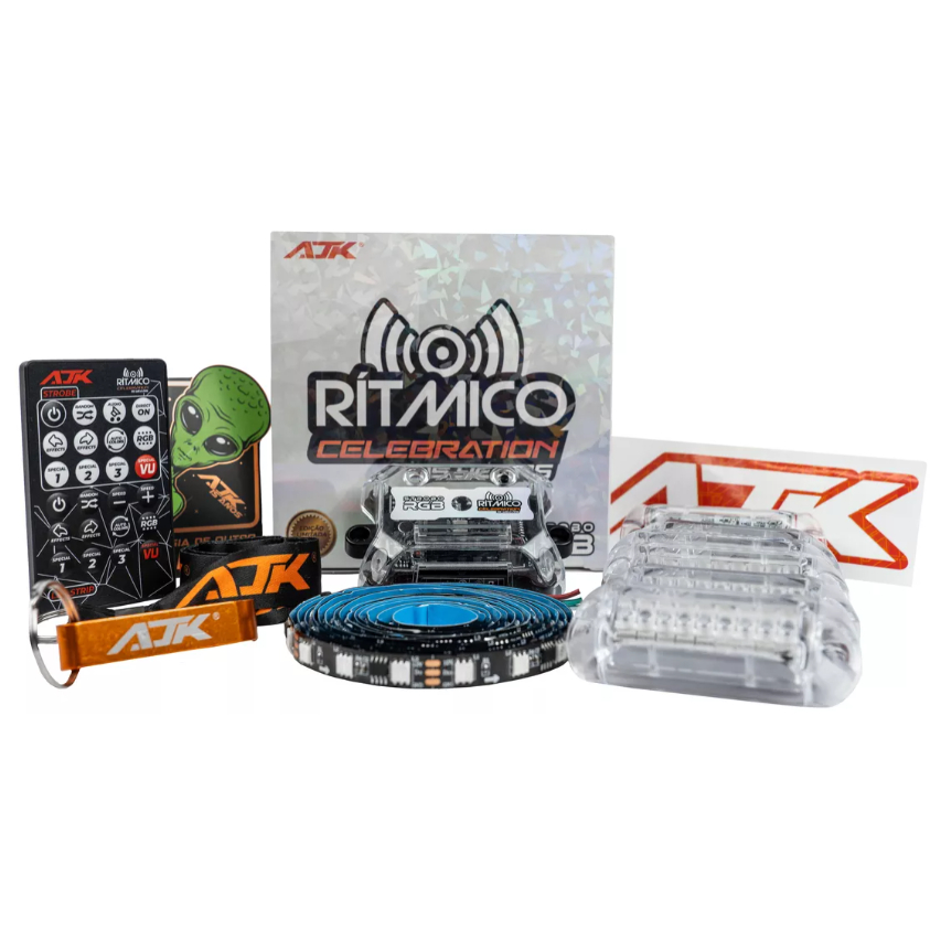 Kit Strobo Celebration Ajk Rgb Ritmico 6 Faróis Central Fita Led