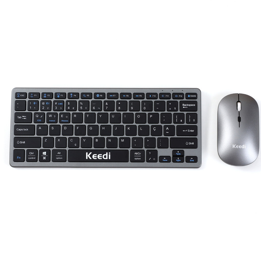 Kit Teclado E Mouse Bluetooth Wireless Slim 1000dpi iPad Android Ios — Informática