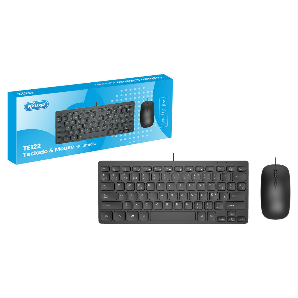 Kit Teclado E Mouse Com Fio Usb Ultrafino Para Computador — Informática