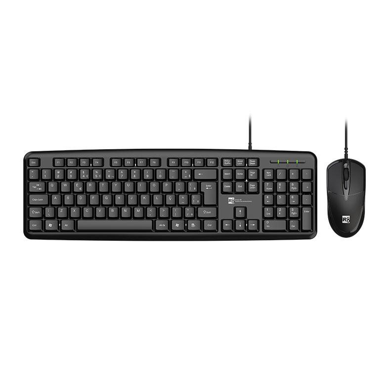 Kit Teclado e Mouse R8 1901, USB, ABNT2, Preto — Informática