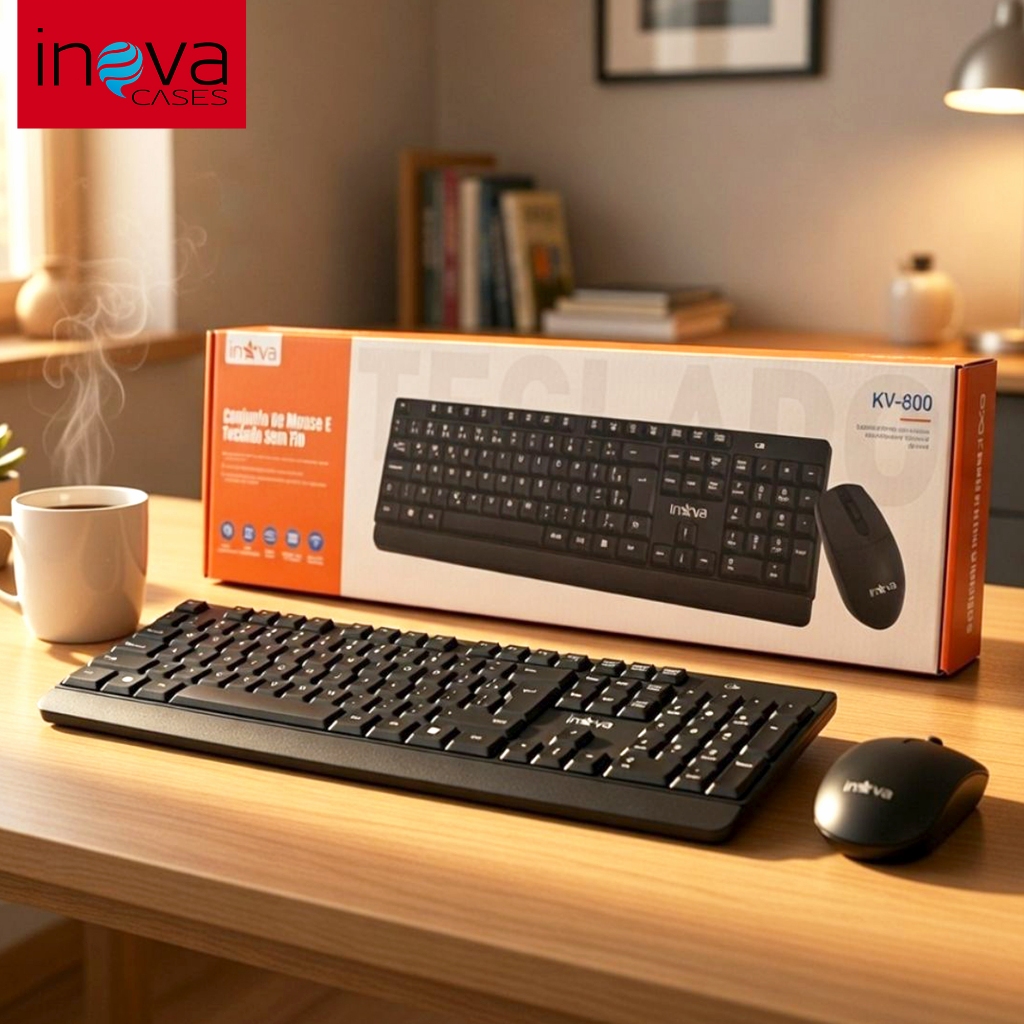 Kit Teclado e Mouse Sem Fio Inova ABNT2 PC Notebook scritório e — Informática