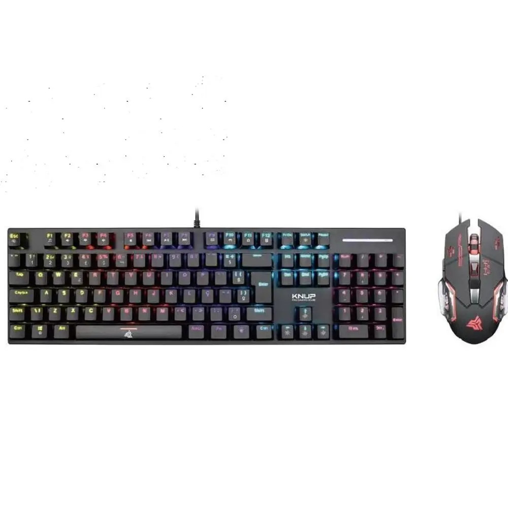 Kit Teclado Mecânico e Mouse, Knup Madset, Mouse 3600 DPI, Teclado — Informática