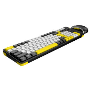 Kit Teclado Mouse Gamer Knup Colorido BT Wireless 2.4 Knup Amarelo