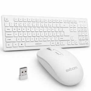 Kit Teclado Sem Fio Branco ABNT2 Mouse Ergonômico USB PC Notebook