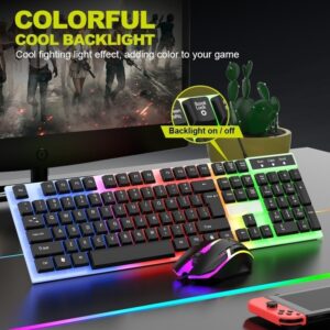 Kit Teclado Semi Mecânico Mouse Gamer 3200dpi Rgb Led