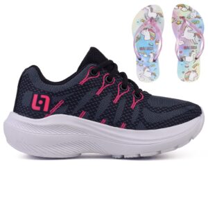 Kit Tênis Infantil Casual Meninas Escolar Basico Confortavel Chinelo