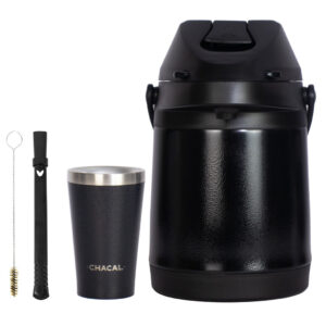 Kit Terere Chacal Completo Garrafa Térmica 2,5l Copo Bomba Preto