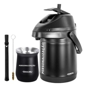 Kit Tereré Chacal Garrafa Térmica 2.5L Copo Bomba Seu Nome