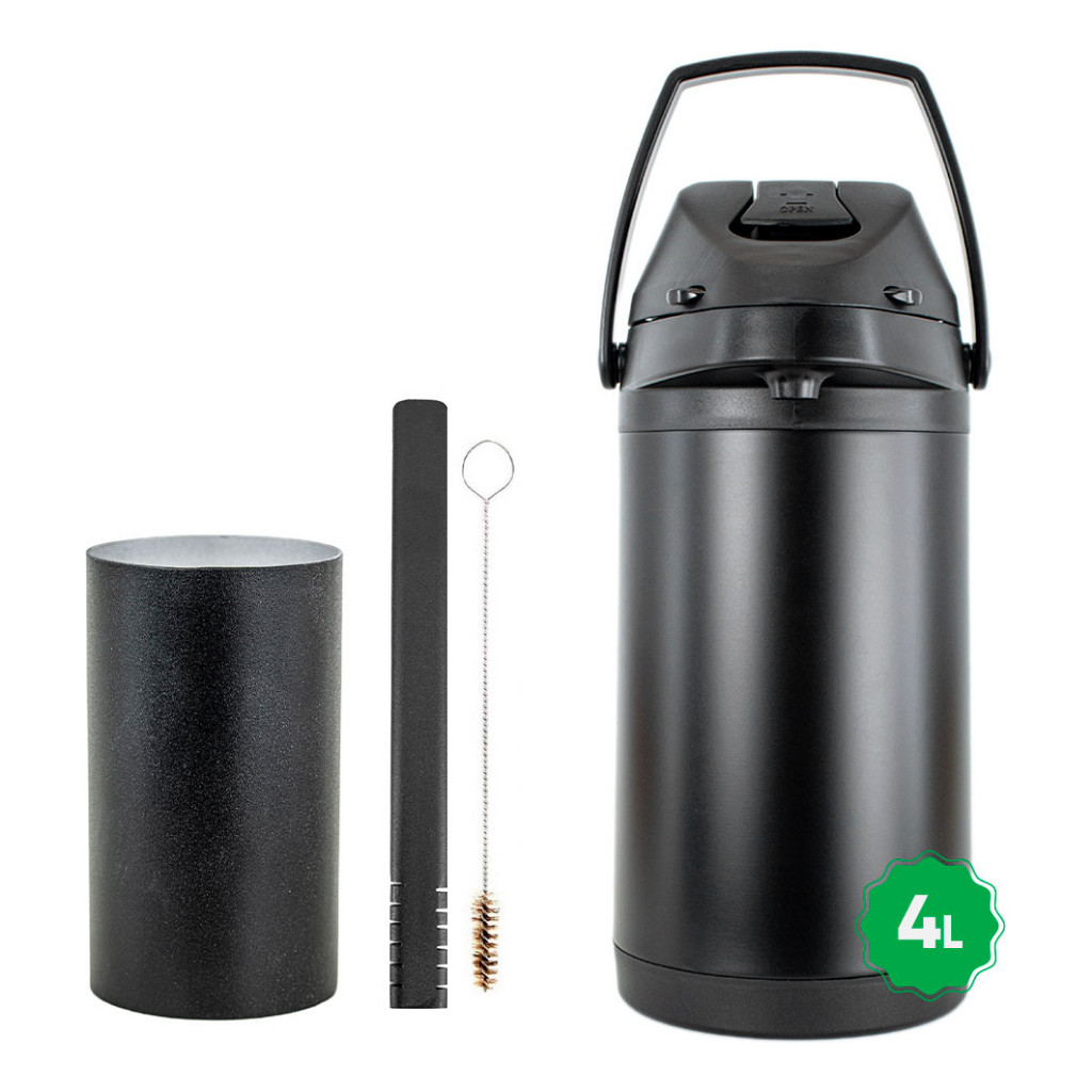 Kit Tereré Copo Bomba Preto Garrafa Térmica 4l Black Inox — Cozinha e Utensílios