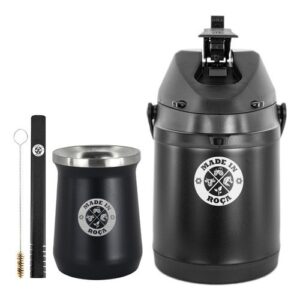 Kit Tereré Garrafa Térmica 2.5l Copo 236ml Logo Made In Roça