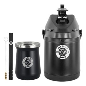 Kit Tereré Garrafa Térmica 2.5l Copo 236ml Logo Made In Roça