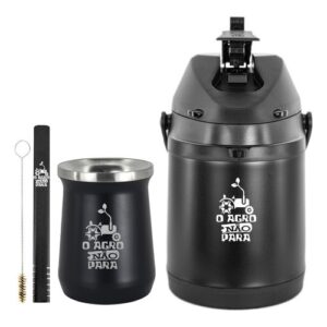 Kit Tereré Garrafa Térmica 2.5l Copo 236ml O Agro Não Para