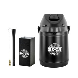 Kit Tereré Garrafa Térmica 2.5l Preta Bomba Grid Preta Copo Quadrado
