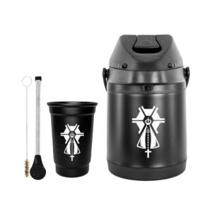 Kit Tereré Garrafa Térmica 2.5l Preta Bomba Tradicional Preta