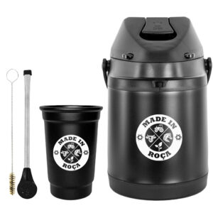 Kit Tereré Garrafa Térmica 2.5l Preta Bomba Tradicional Preta