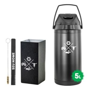 Kit Tereré Garrafa Térmica 5l Copo Bomba Black Agro