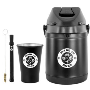 Kit Tereré Garrafa Térmica Preta 2.5l Bomba Chacal Copo Alumínio
