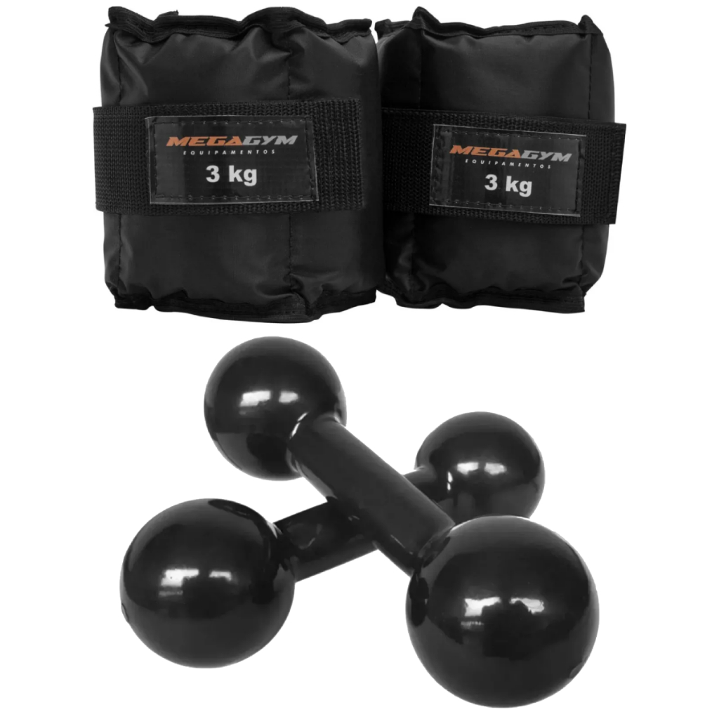 Kit Treino Fisioterapia Academia 2 Caneleiras 3kg 2 Halteres — Fitness e Musculação