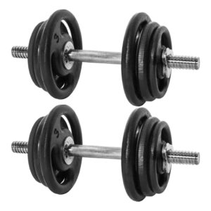 Kit Treino Musculação Halteres Barra Maciça Anilha Pintada Peso De