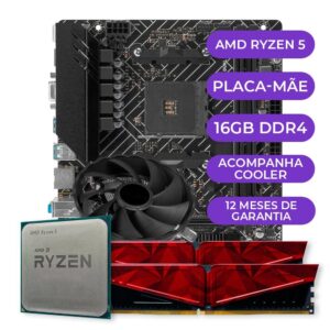 Kit Upgrade Gamer, Amd Ryzen 5 3400G Placa Mãe +16GB DDR4
