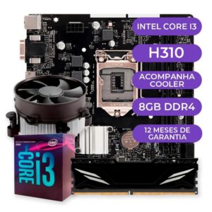 Kit Upgrade Gamer Intel Core i3-8100, Cooler, Placa Mae, 8GB DDR4