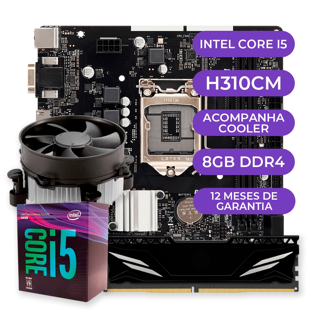 Kit Upgrade Gamer Intel Core I5 8ª Geração Placa Mãe 8GB DDR4