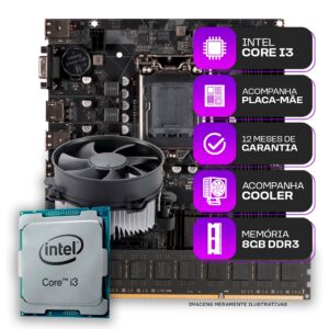 Kit Upgrade, Intel Core i3 Placa Mãe 8GB DDR3