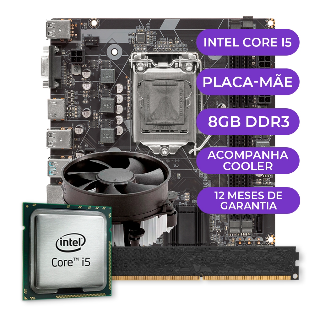 Kit Upgrade, Intel i5 4ª, Cooler, Placa Mãe, 8GB DDR3