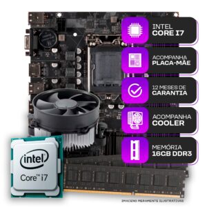 Kit Upgrade Processador Intel Core i7 Placa mãe 1155 16GB de memória