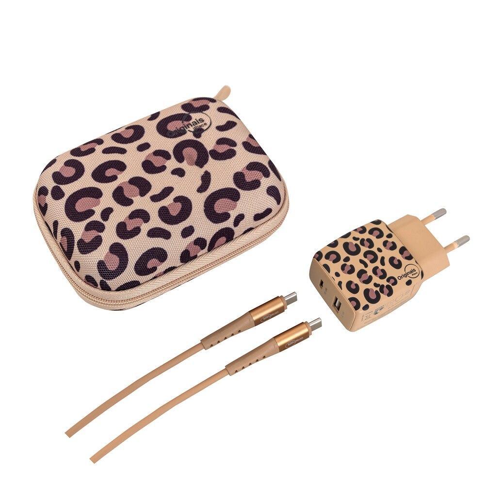 Kit Viagem Animal Print Onça 30W Originais iPlace com Carregador e