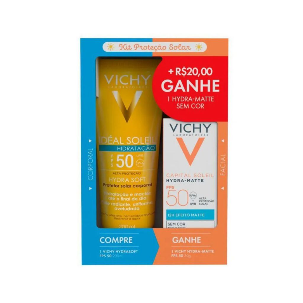 Kit Vichy Protetor Solar Idéal Soleil Hydra Soft 200ml Capital Soleil