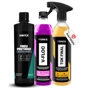 Kit Vonixx V-Floc Tok Final Pneu Pretinho Vintex Shampoo Cera Brilho