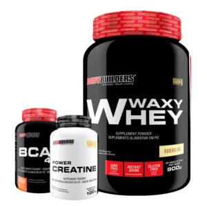 Kit Waxy Whey 900g Power Creatina 100g Bcaa 4.5 100g Massa Muscular