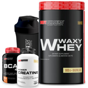Kit Waxy Whey Protein 900g Bcaa 100g Power Creatina 100g Coqueteleira