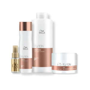 Kit Wella Fusion Shampoo 250ml Condicionador 1L Máscara 150ml Oil