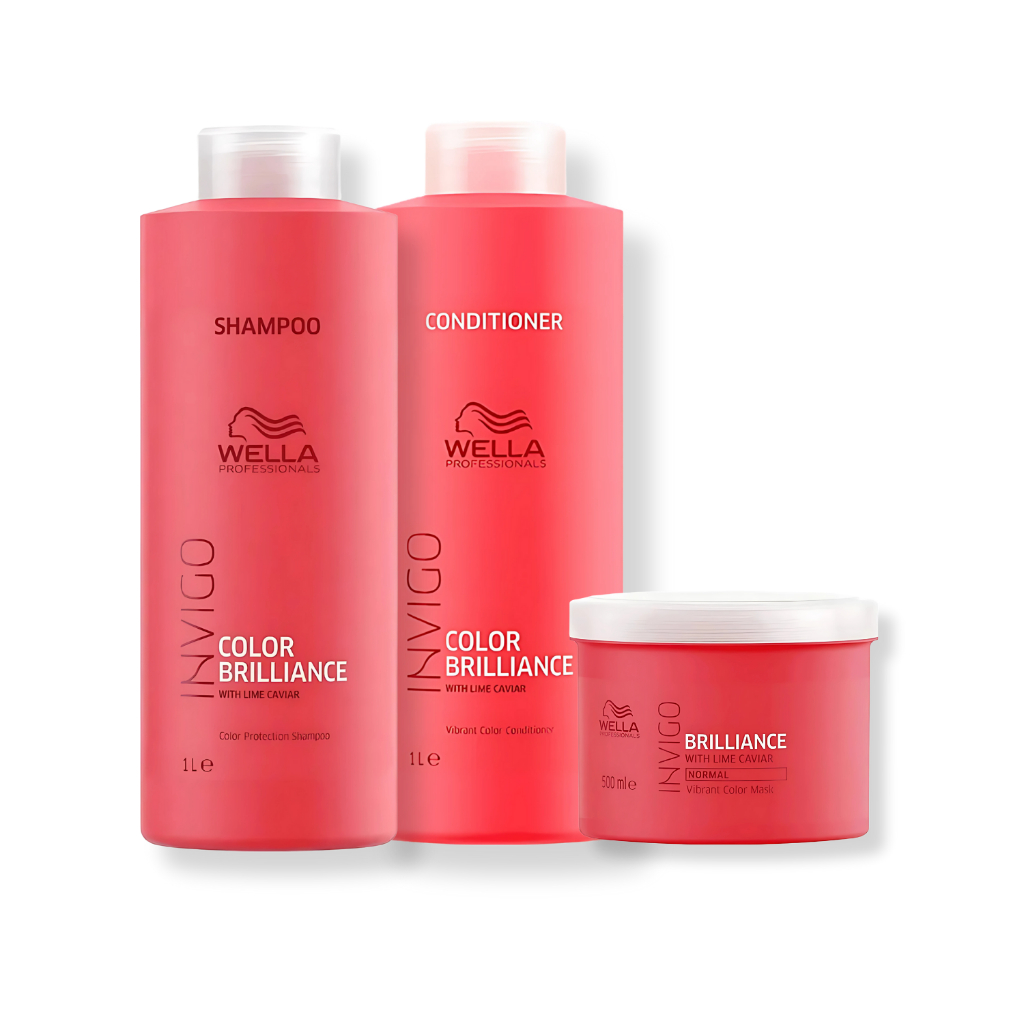 Kit Wella Shampoo 1L Condicionador 1L e Máscara 500g Color Brilliance